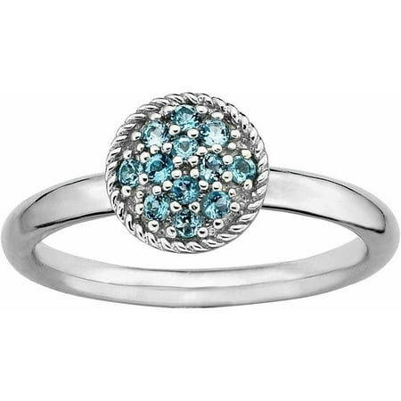 Sterling Silver Stackable Expressions Blue Topaz Rhodium Ring