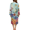 thumbnail image 3 of FKELYI Bohemian Floral Butterfly Print Women Zip Up Robe Nightgowns Comfy House Coats Sleepwear House Dress Long Sleeve Bathrobe with 2 Pockets for Ladies, L, 3 of 6