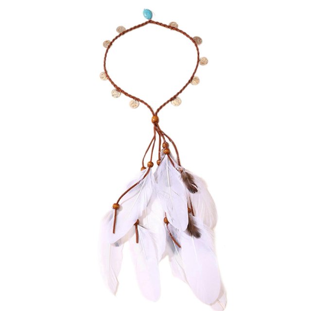 Indian Headband Bohemian Feathered Hairband Stylish Braiding Hair Band Bohemian Styles Headwear for Music Festival 2812lvse