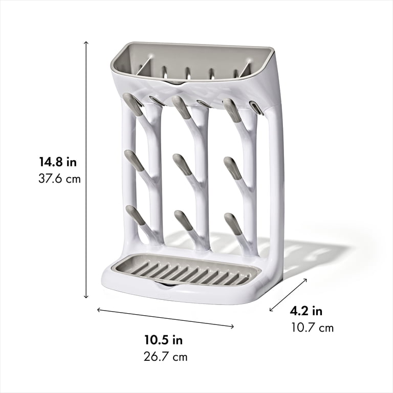 OXO Tot Space-Saving Baby Bottle Drying Rack, White photo 7