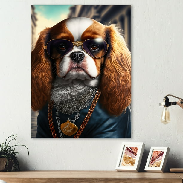Designart Cavalier King Charles Spaniel Gangster In NYC II Canvas Wall Art Walmart Business Supplies