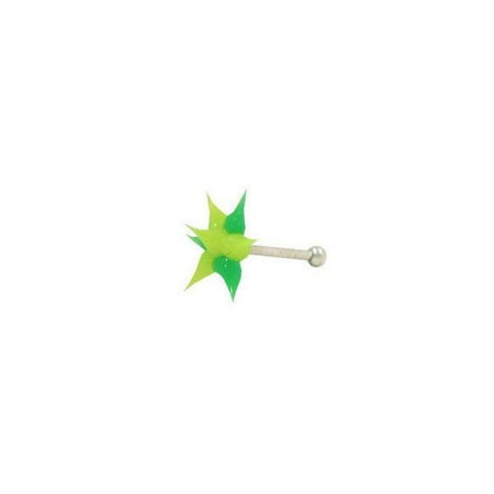 Nose Studs Green and Yellow Star Shape Spikes 18G