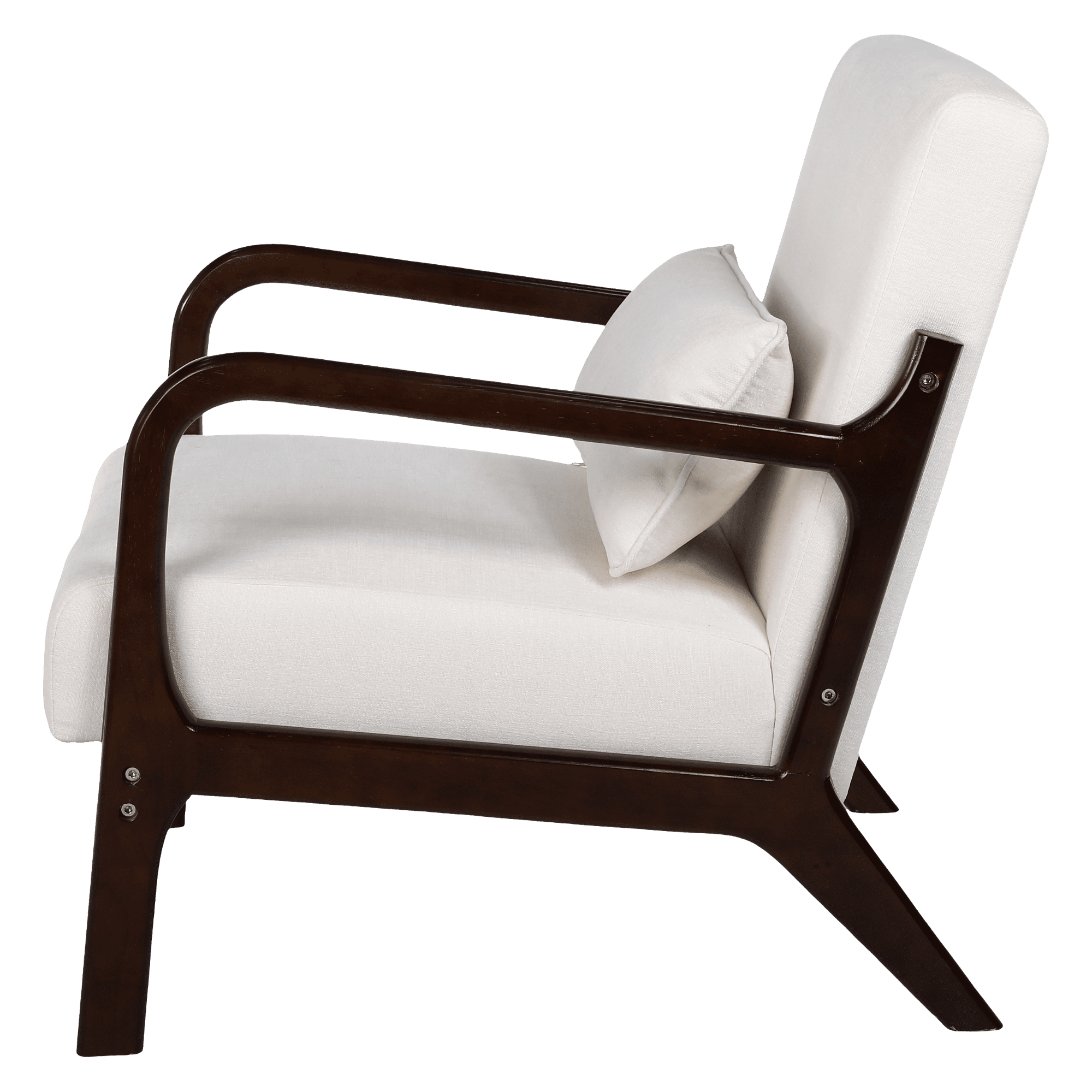 Jopath Accent Chair,Mid Century Modern Armchair with Solid Wood Frame and Detachable Lumbar Pillow for Living Room,Bedroom,Office(Beige)