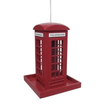 CC Outdoor Living 8.75" Fully Functional Anglophile Red British Telephone Booth Outdoor Bird Feeder