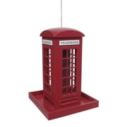 8.75" Fully Functional Anglophile Red British Telephone Booth Outdoor Bird Feeder