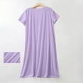 thumbnail image 5 of Elvqul Summer Nightgowns for Women Short Sleeve Soft Loungewear Silky Solid Color Long V-Neck Plus Size Juniors Sleepwear, 5 of 6