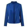 thumbnail image 6 of YOUSNH Women Casual Slim Top Button Long Sleeve Stand Solid Business Jacket Trendy Short Coat Fall Jackets for Women 2024 Blue S, 6 of 9