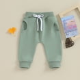 thumbnail image 2 of Douhoow Baby Boy Girl Sweatpants 0-3Y Solid Color Drawstring Elastic Jogger Pants Fall Winter Trousers, 2 of 9