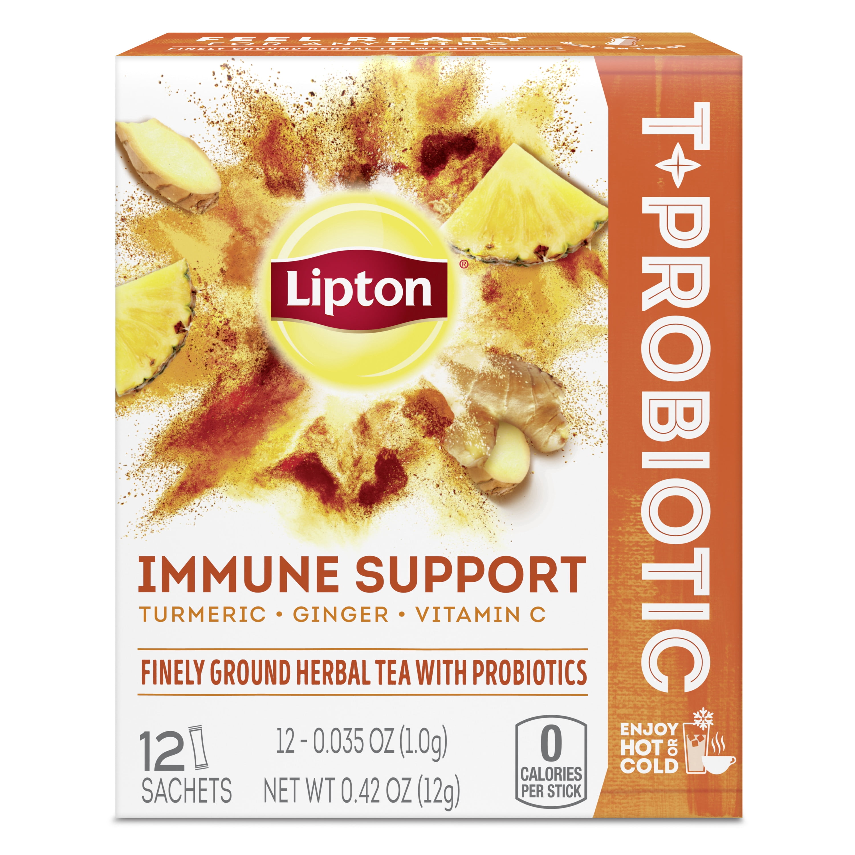 Lipton Herbal Tea , Turmeric Ginger, + Vitamin C Caffeine-Free, Tea Bags 12 Ct