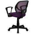 thumbnail image 4 of Flash Furniture WA-3074-PUR-A-GG Swivel Computer Arm Chair w/ Low Back - Purple Mesh Back & Seat, 4 of 5
