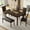 Dark Walnut, variant on Noble House Modern Dining Table Set for 6 with Bench and Leather Upholstered Chairs, Wood Frame, Gray