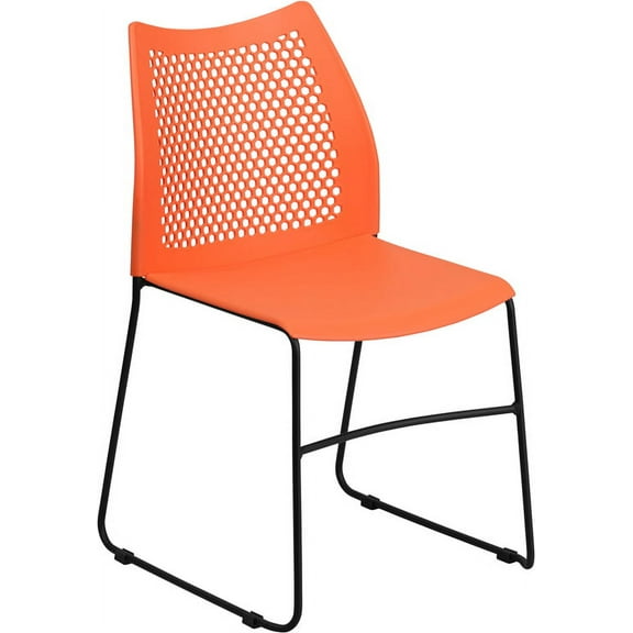 Series 661 lb. Capacity Orange Sled Base Stack Chair with Air-Vent Back