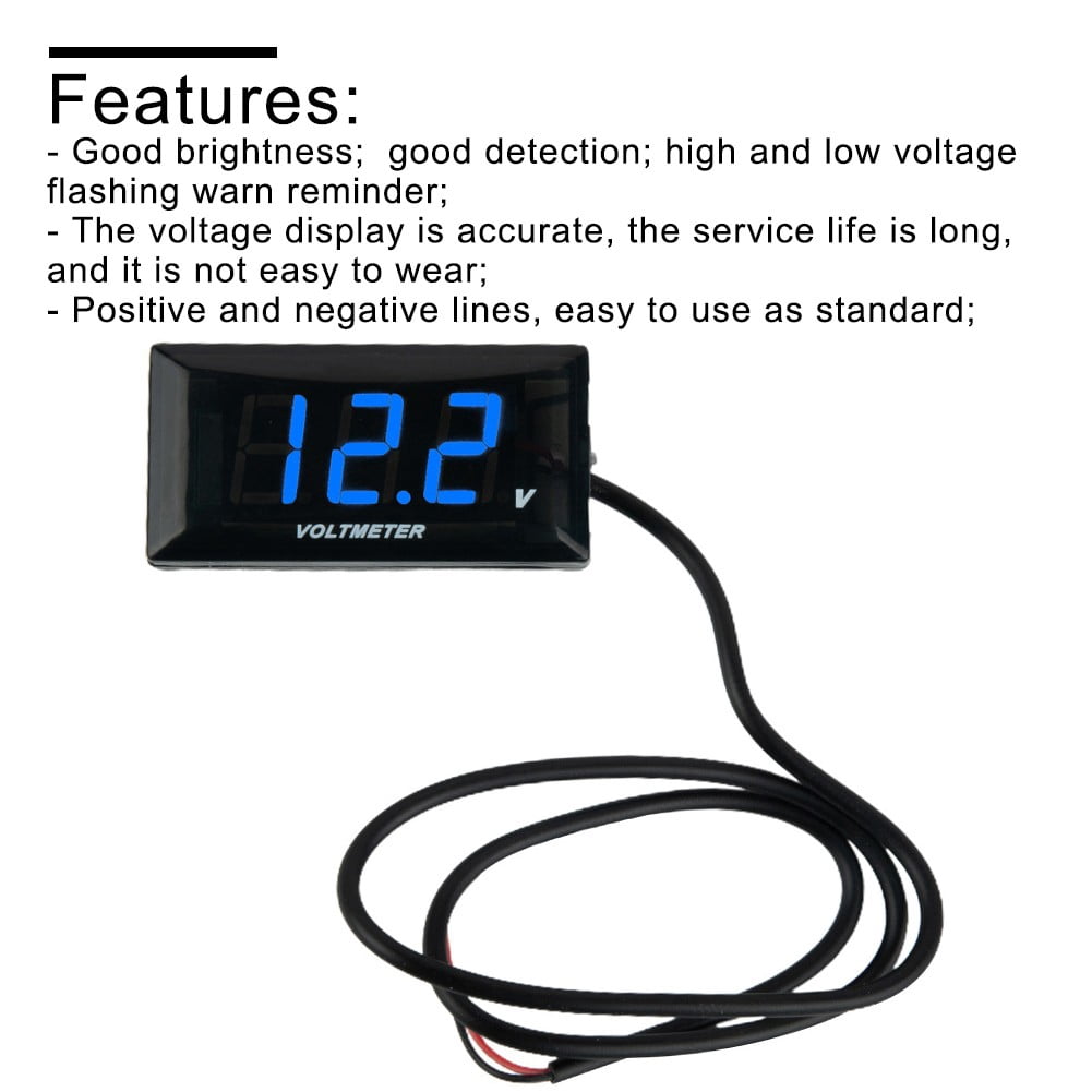 Moniteur De Tension Numérique DC 12V - Voltmètre LED Pour Voiture, Moto, Caravane - Étanche, Plage 8-16V