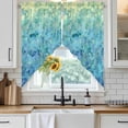 thumbnail image 4 of Turquoise Blue Teal Kitchen Window Curtains, Swag Curtains Valance for Bedroom Living Room Bathroom, Chic Stained Glass Texture Aesthetic Rod Pocket Window Curtain Block Drapes 2 Panels 36"x36", 4 of 9