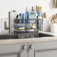 thumbnail image 4 of Moforoco 2 Tier Kitchen Sink Caddy Organzier Rack with Flexible Dish Brush Holder,Sponge Holder for Kitchen Sink Countertop Organization Storage,Home Decor Accessories Essentials Stainless Steel, 4 of 7