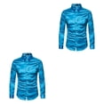 thumbnail image 1 of Camisa satinada Qarigey para hombre Casual Slim Fit Azul M, 1 of 6