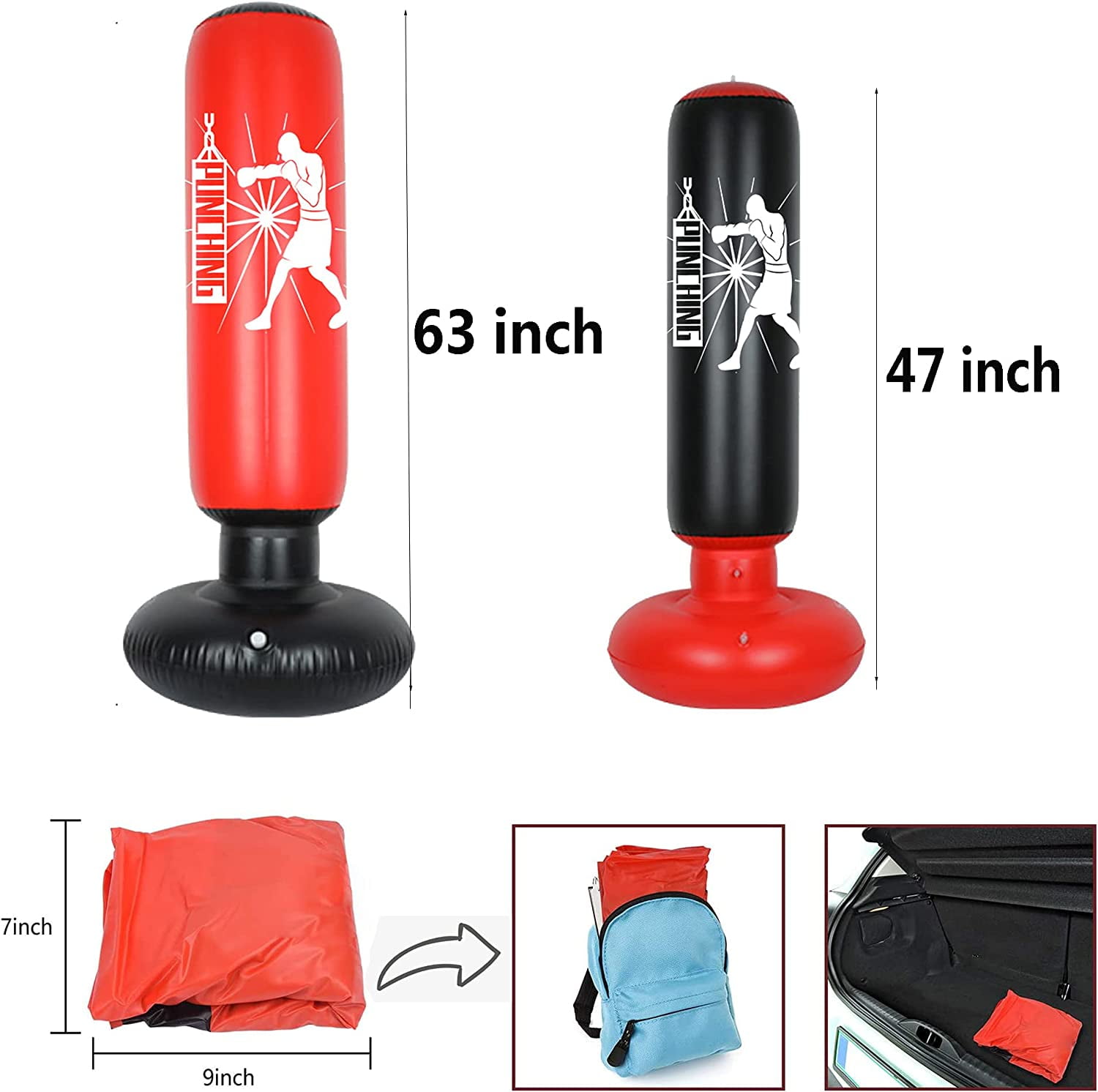 63 inch Kids Punching Bag Set, Heavy Duty Wall Mounted Punching Bag for Youth MMA, Martial Kongfu Thai Training