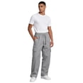 thumbnail image 3 of GrmtClth Men's Cargo Pants Wide Leg Y2K Parachute Pants with Pockets Fall Hiking Track Outfits Light Gray L, 3 of 3