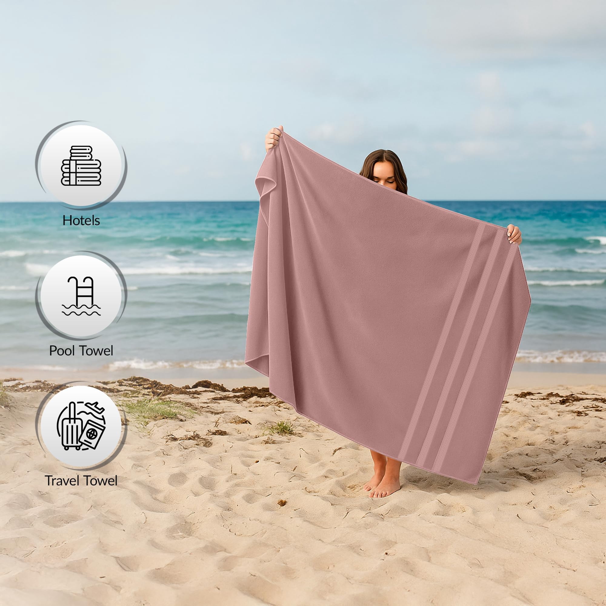 RIVERSIDE 2 Pack Luxury Bath Sheets 35×70 Soft Quick Dry Extra Large Cotton Towels 600 GSM Hotel Quality Spa - Dusky Pink