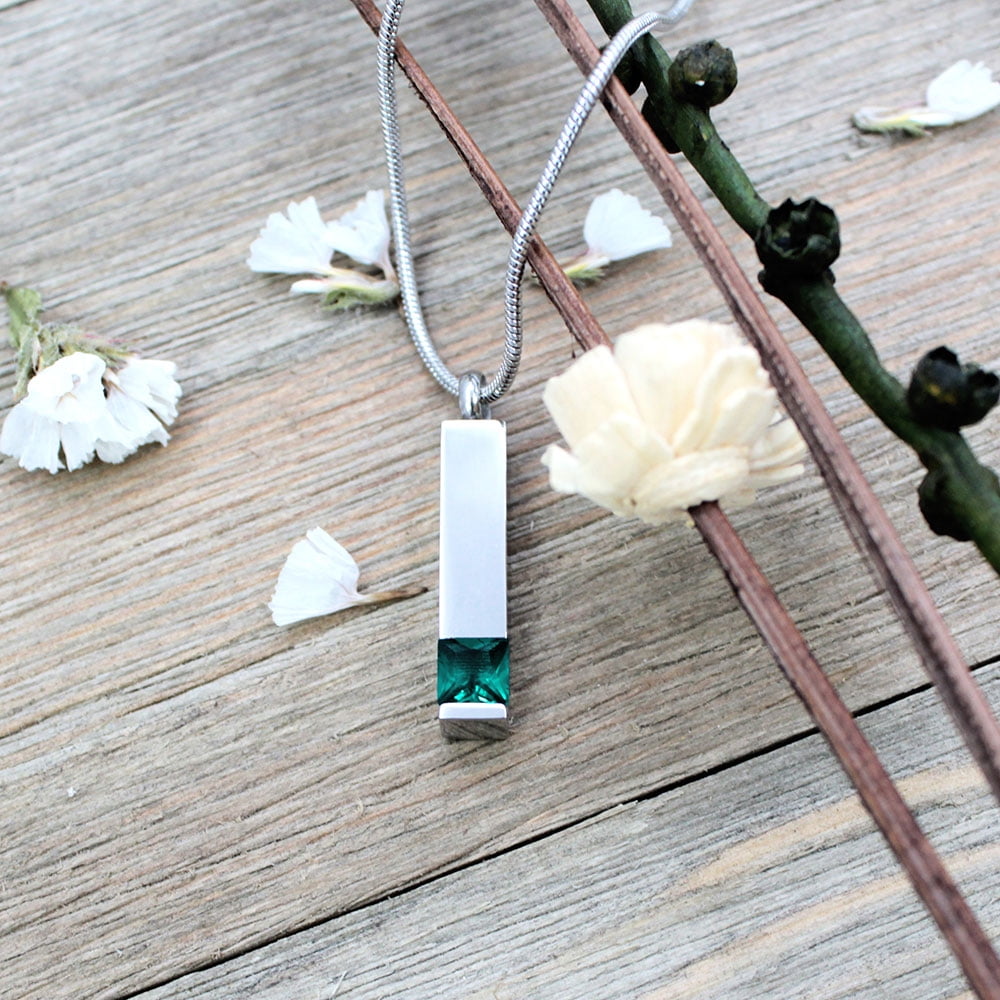 Anavia Cremation Necklace Birthstone Bar Memorial Pendant Handcrafted Waterproof Human Ashes Urn Container with Free Funnel Kit and Velvet Jewelry Box [December Birthstone]