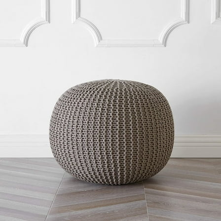 Urban Shop Beige Cotton Round Pouf