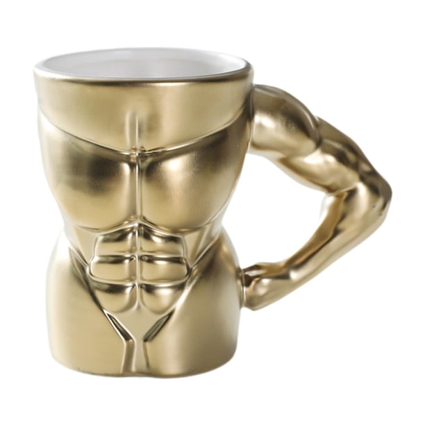 Taza de cerámica con asa, única, ligera, portátil, decorativa, de porcelana, para café Oro y blanco