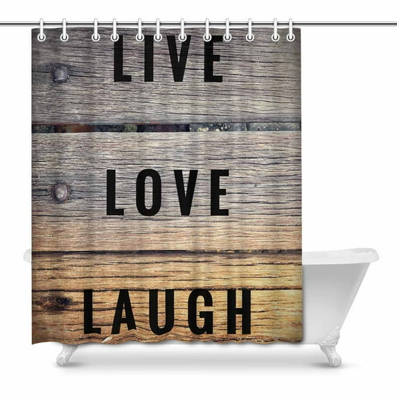 SUNENAT Motivational and Inspirational Quotes Live Love Laugh Shower Curtain for Bathroom Bathroom Shower Curtain 66(Wide) x 72(Height) Inches