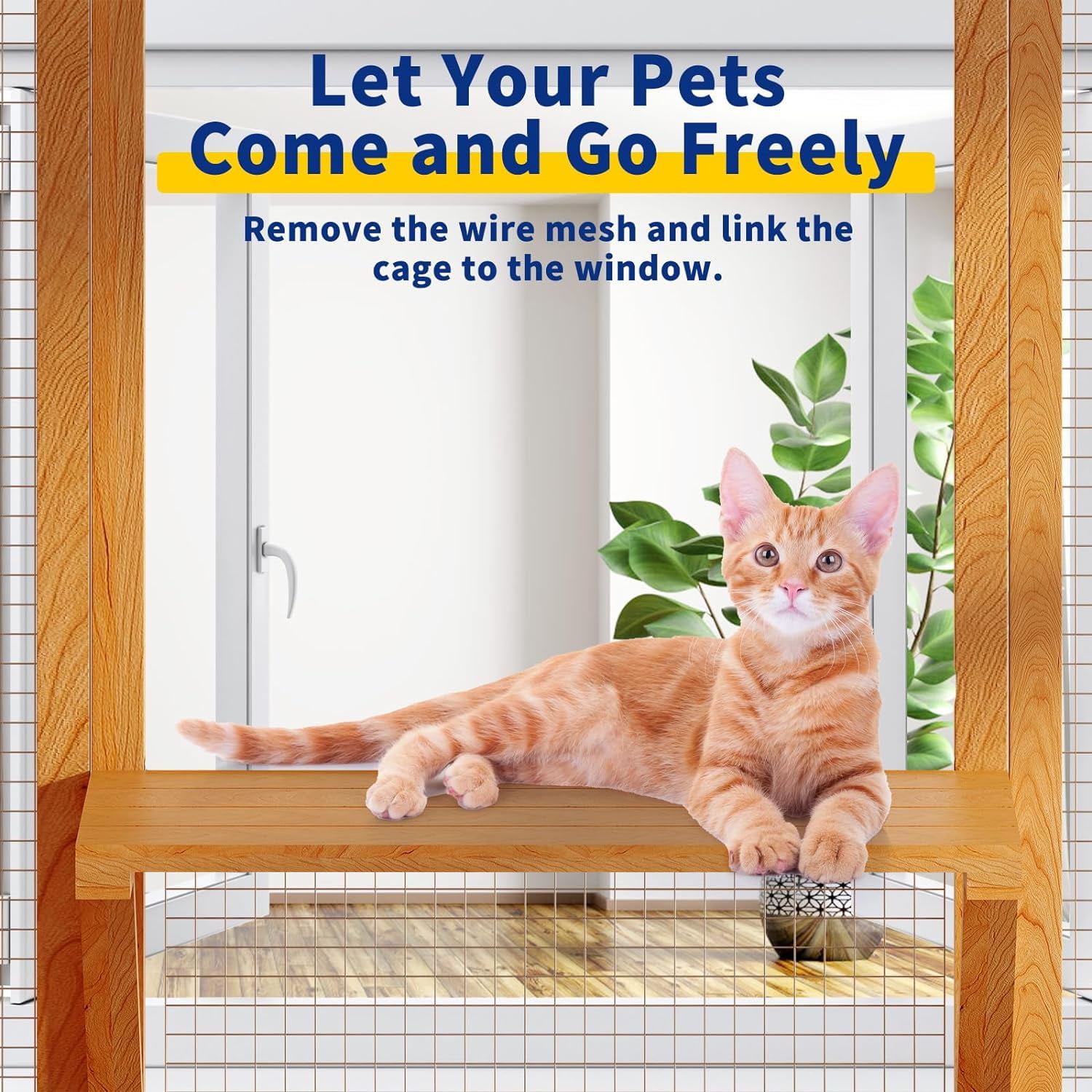 Akaber Large Outdoor Cat Enclosures with 7 Platforms & 2 Resting Rooms, Fir Wood Catio House with Waterproof UV Protection Roof, Indoor Outdoor Cat Furniture