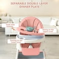 thumbnail image 5 of 4-in-1 Foldable Baby High Chair, Portable Toddler Dining Chair for Eating & Playing, Convertible Highchair with Adjustable Tray, Pink, 5 of 7