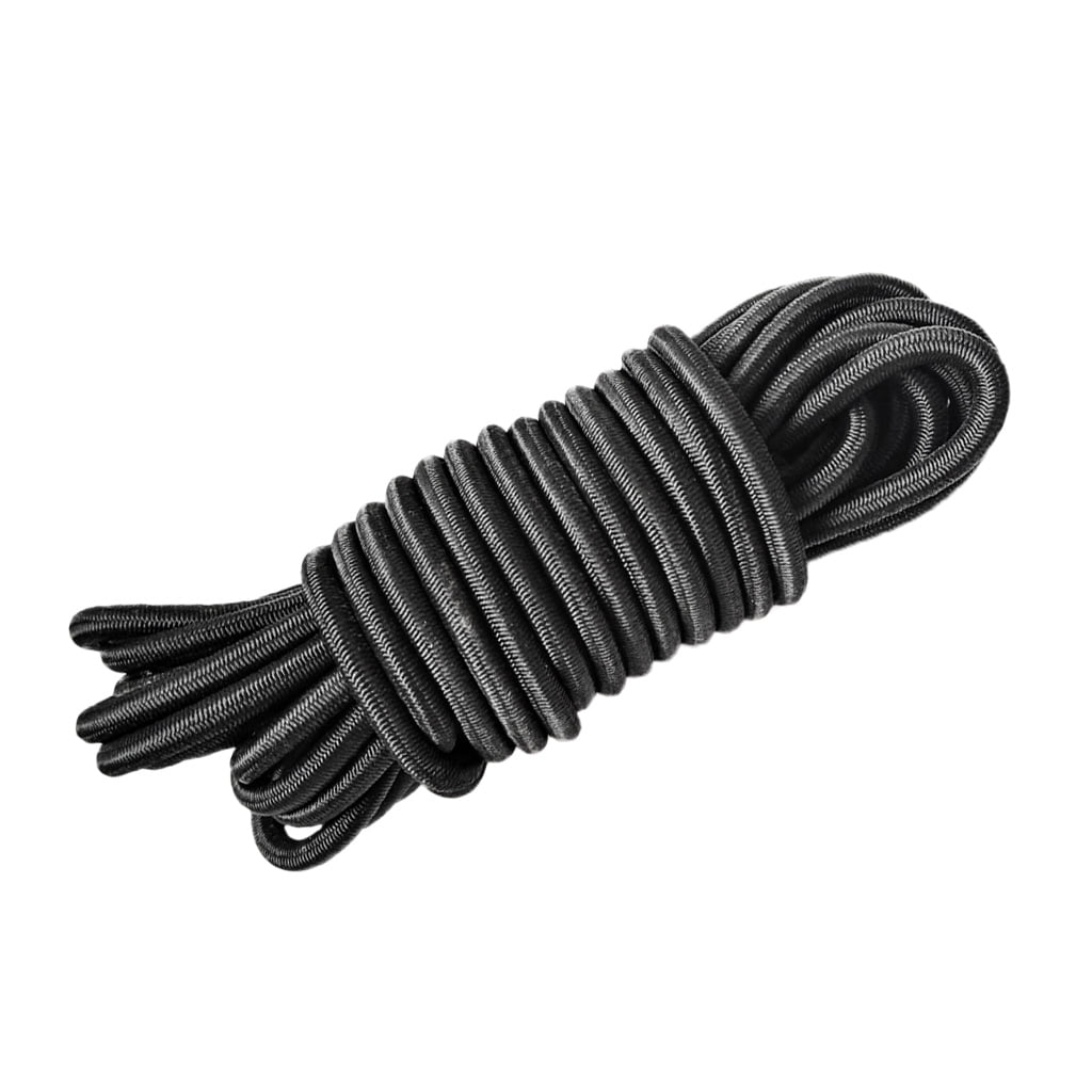 Black 4mm Strong Elastic Bungee Rope Shock Cord Tie Down Boats Trailers 10m 