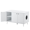 thumbnail image 6 of Pefilos 39" Hidden Cat Litter Box Enclosure Furniture, Modern Wood Cat House, Cat Washroom with Plug, White, 6 of 17