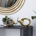 thumbnail image 3 of 7", 9"H Gold Porcelain Elephant Sculpture, by DecMode (2 Count), 3 of 9