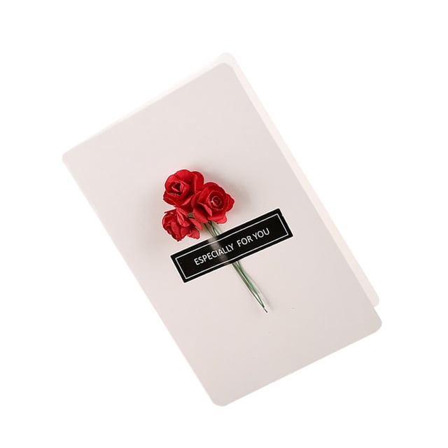 IFANLANDOR 1Pcs Rectangular Greeting Card White Dried Flowers for Mother's Day Party Decorations