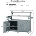 thumbnail image 4 of Bellemave 53.3" Outdoor Grill Cart with Stainless Steel Top and Raised Shelf Solid Wood Outdoor Rolling Kitchen Island with Storage Rack Mobile Serving Cart for Patio, Gray Blue + Style 4, 4 of 11