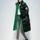 thumbnail image 1 of Chaqueta larga hasta la rodilla brillante mate para mujer, chaqueta holgada de algodón con capucha, 1 of 5