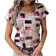 thumbnail image 1 of PEZHADA Hauts pour Femmes, Hauts de Sortie pour Femmes, Hauts Grande Taille pour Femmes, T-Shirt Ample à Manches Courtes Imprimé Col Rond Kaki L, 1 of 5