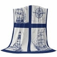 thumbnail image 6 of Nautical Navy Blanket Soft Cozy Warm Throw Blanket for Couch, Plush Fuzzy Flannel Fleece Blankets for Sofa, Blue Lighthouse Boat Compass Ocean Bed Blankets Lightweight Gifts for Women, 40"x50", 6 of 9