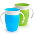 thumbnail image 1 of Juego de vasos para sorber 360 Trainer y para niños pequeños, a prueba de derrames, paquete de 2, azul/verde, vaso a prueba de fugas y asfixia, vaso de aprendizaje, 1 of 5