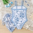 thumbnail image 6 of mgoYE Girl Swimsuits Size 8 Girls Swimsuit One-Piece Bathing Suit with Mesh Cover Ups Adjustable Straps Cut Out Swimwear(Light Blue,9-10 Years), 6 of 8