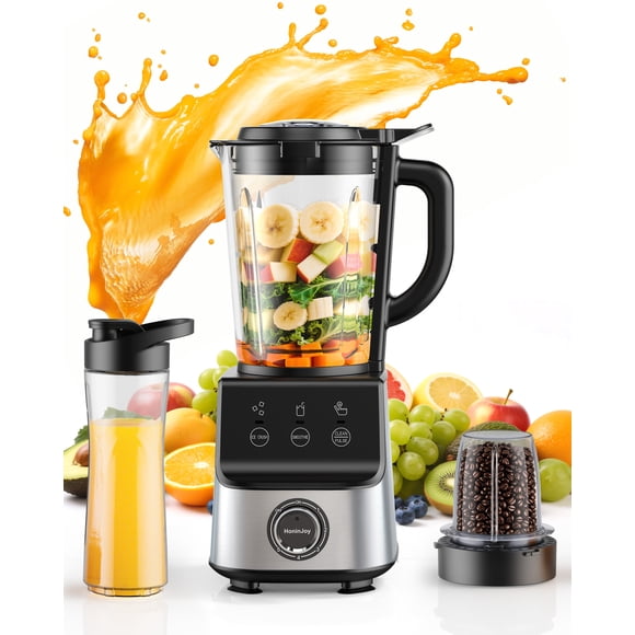 HoninJoy Kitchen Countertop Blender, 51 Oz Large Capacity 5 Speeds + P Electric Blend, With Travel Jar and Grinder Combo, Silver