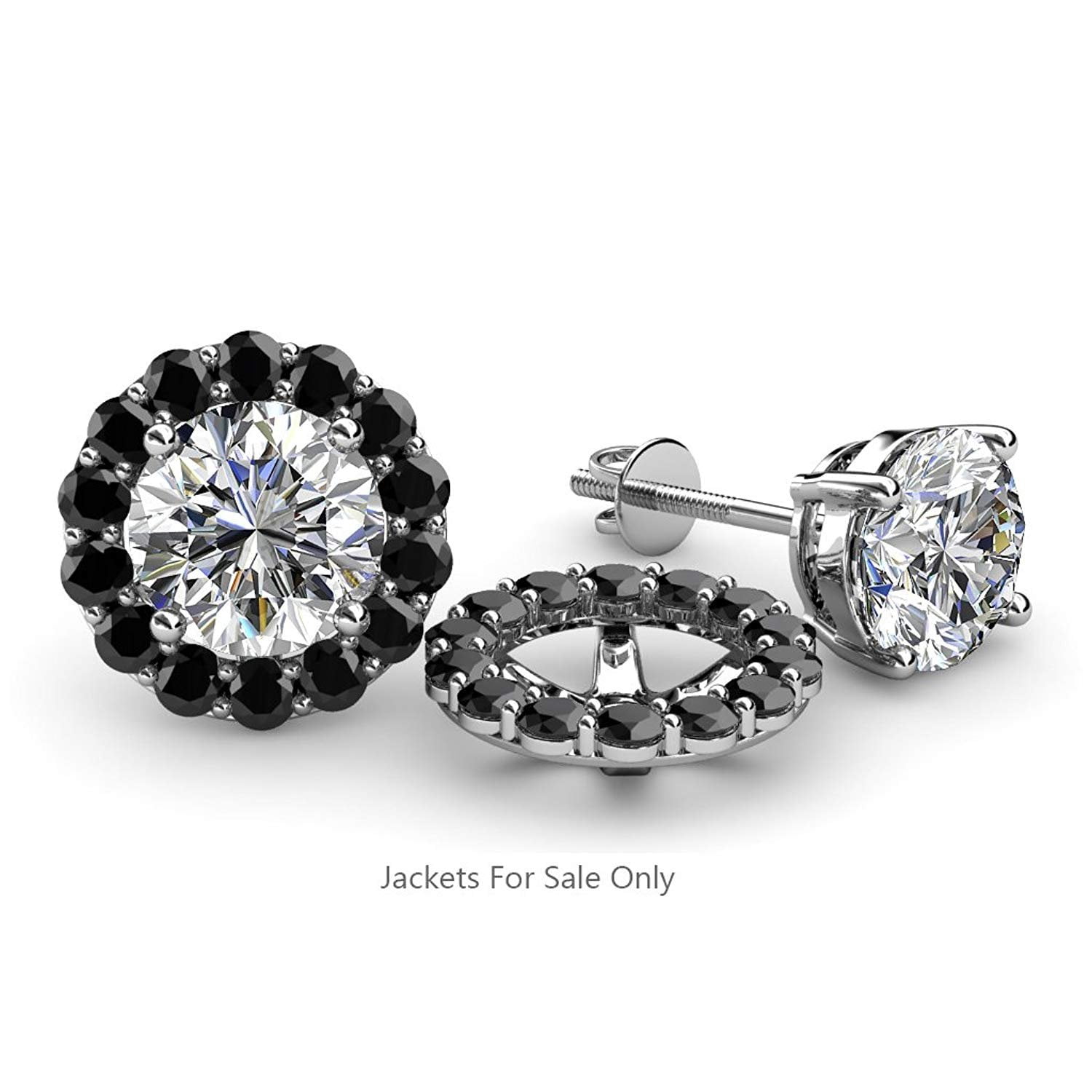 TriJewels - Black Diamond Halo Jacket for Stud Earrings 0.88 cttw in