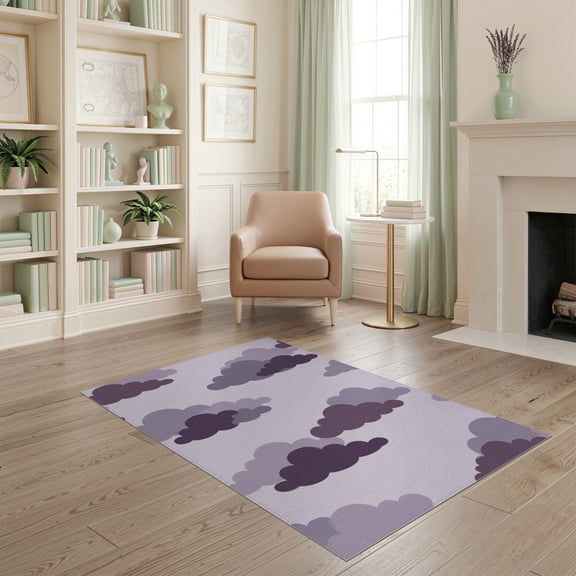 ODIKA Purple Muted Tones Diffused Asymmetrical Layout Grayish Mauve for Playroom, Bedroom, Reading Nook, Pet Friendly & Kids Safe Play