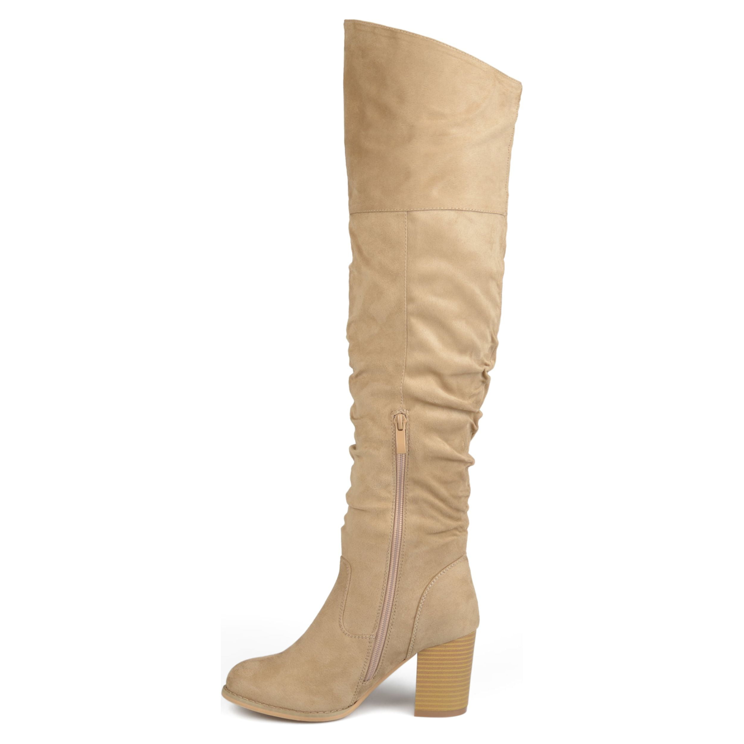 Journee Womens Kaison Extra Wide Calf Stacked Heel Over The Knee Boots