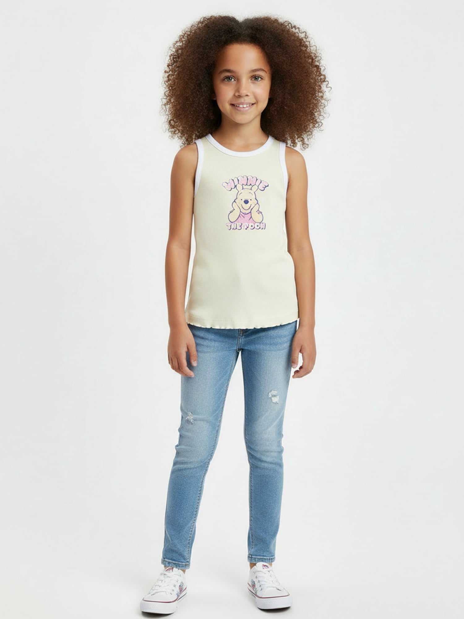 Winnie The Pooh Girls Airbrushed Ringer Graphic Tank Top, Sizes 4-16
