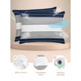 thumbnail image 2 of Navy Blue Grey Stripe Pillow Cases King Size Set of 2, Smooth Satin Pillowcase for Hair and Skin, Modern Art Horizontal Striped Decorative Cooling Bed Pillow Covers with Zipper, 20x36 Inches, 2 of 5
