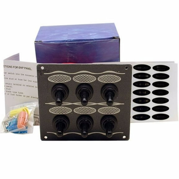 Whitecap Boat Toggle Switch Panel S-8096B |  6-Positions w/ Labels
