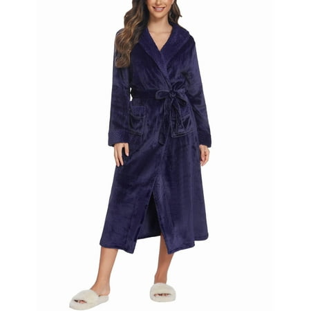 

Ekouaer Womens Soft Lightweight Bathrobe Kimono Robes Terry Cloth Bathrobe Knee Length Bath Gown Spa Robe navy blue S