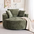 thumbnail image 2 of Round Accent Chair, 360 Swivel Chenille Barrel Chair, Fluffy Modern Sleeper for Living Room, Bedroom, Reading Room and Lounge (Green), 2 of 11