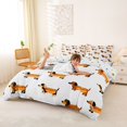 thumbnail image 3 of Homewish Hot Dog Dachshund Bedding,Cute Cartoon Puppy Duvet Cover Full,White,Polkadot Reversible,3pcs,1 Duvet Cover and 2 Pillowcases, 3 of 6
