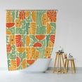 thumbnail image 4 of Boho Abstract Colorful Floral Shower Curtain, Vintage Retro Patchwork Blue Green Flower Botanical Geometric Aesthetic Groovy Bathroom Decor Shower Curtain Set with 12 Hooks, 72X72IN, 4 of 6